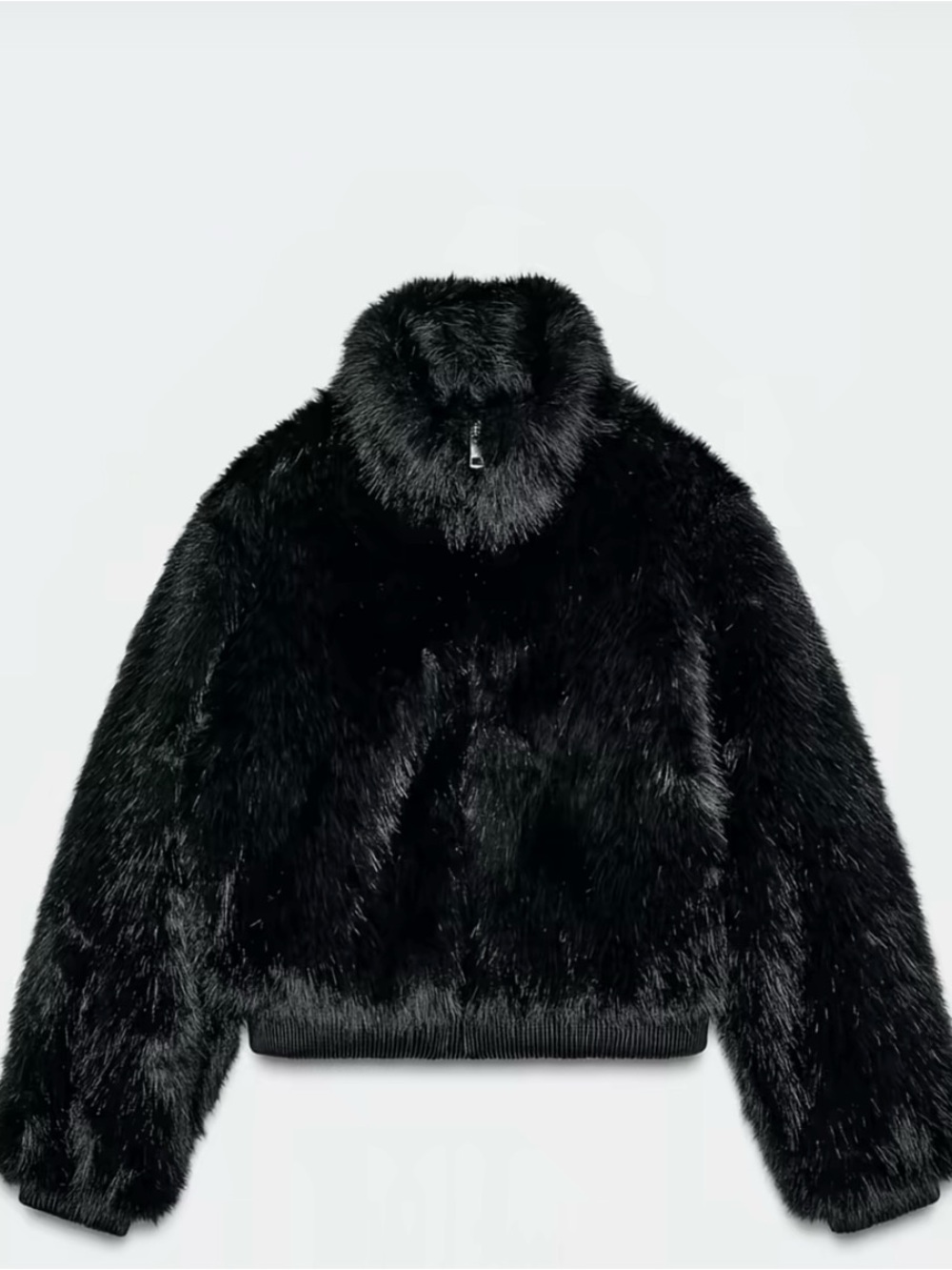 Zara Black Faux Fur Bomber Jacket